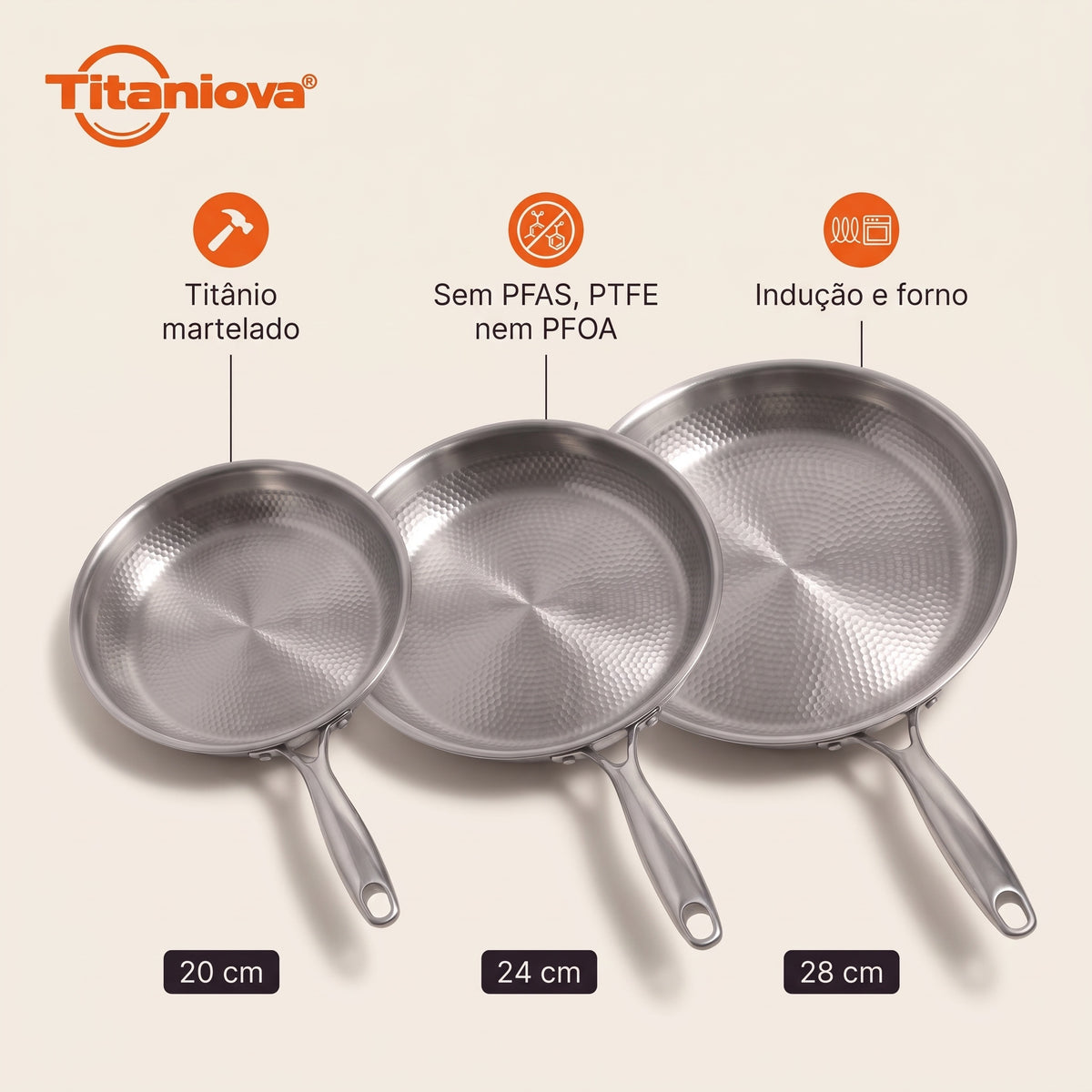 Conjunto 3 frigideiras Titaniova: características