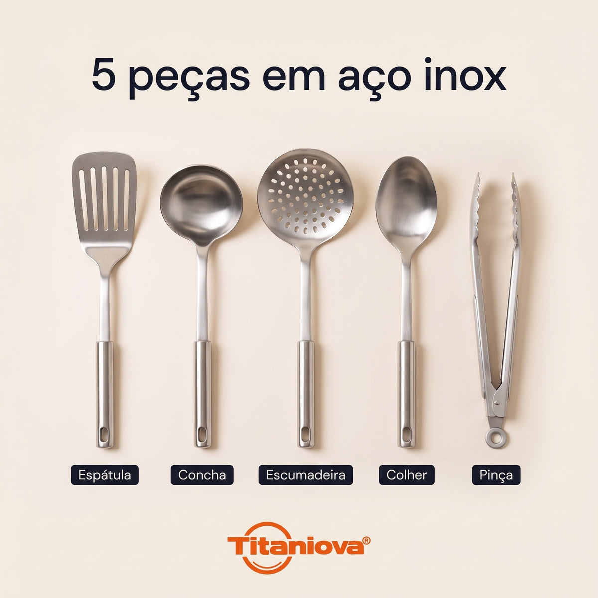Os 5 utensílios inox Titaniova