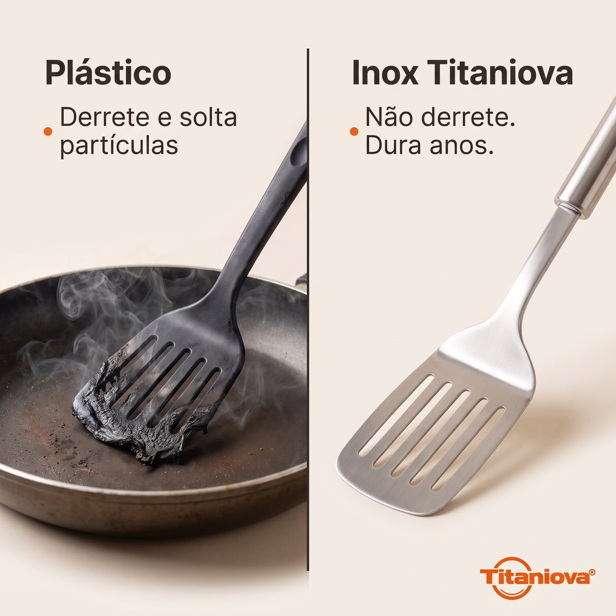 Espátula de plástico vs inox Titaniova