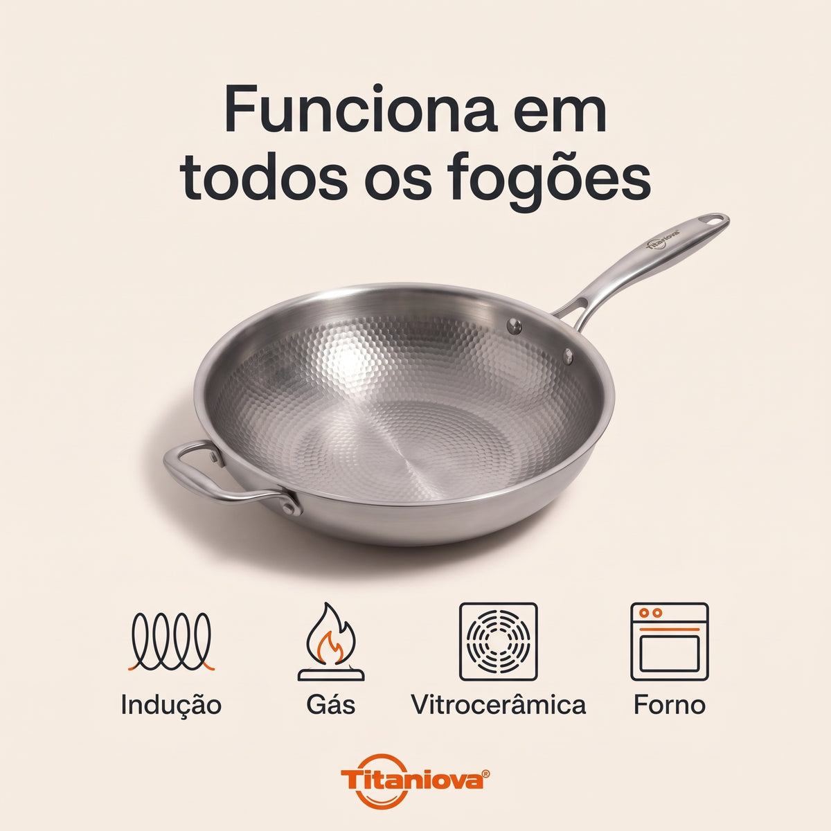 Wok compatível com todos os fogões